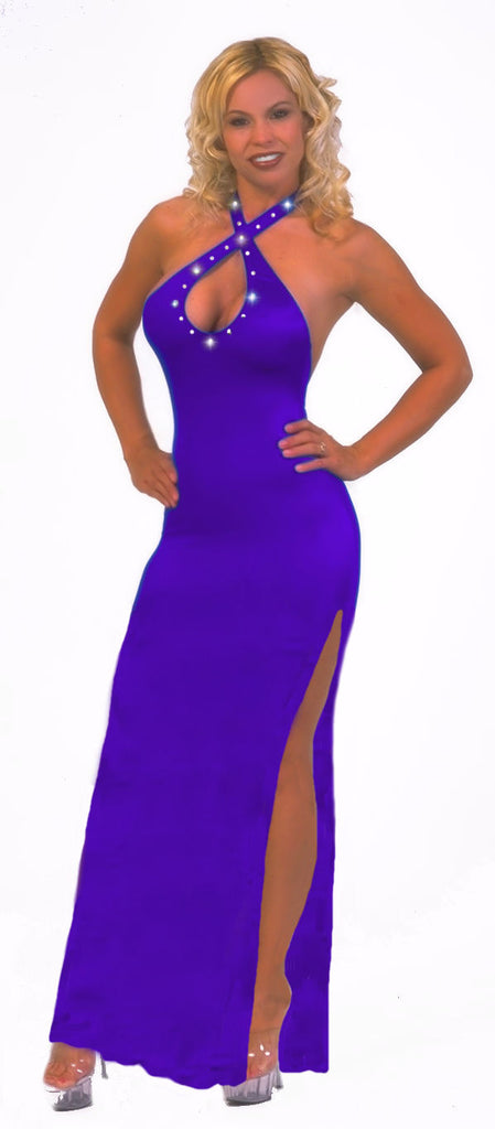 CRISS CROSS RHINESTONE EMBELLISHED GOWN BY LA KISS DESIGNS