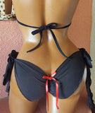 VICTORIAN MESH RUFFLE ACCENT BRA AND TIESIDE PANTIE SET BY LA KISS LLC