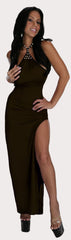 HOT HALTER GOWN WITH RHINESTONE ACCENTS BY BLUE ORCHID