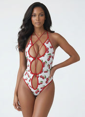 Cherry Baby Lace-Up Onsie Thong Back by LA Kiss.com