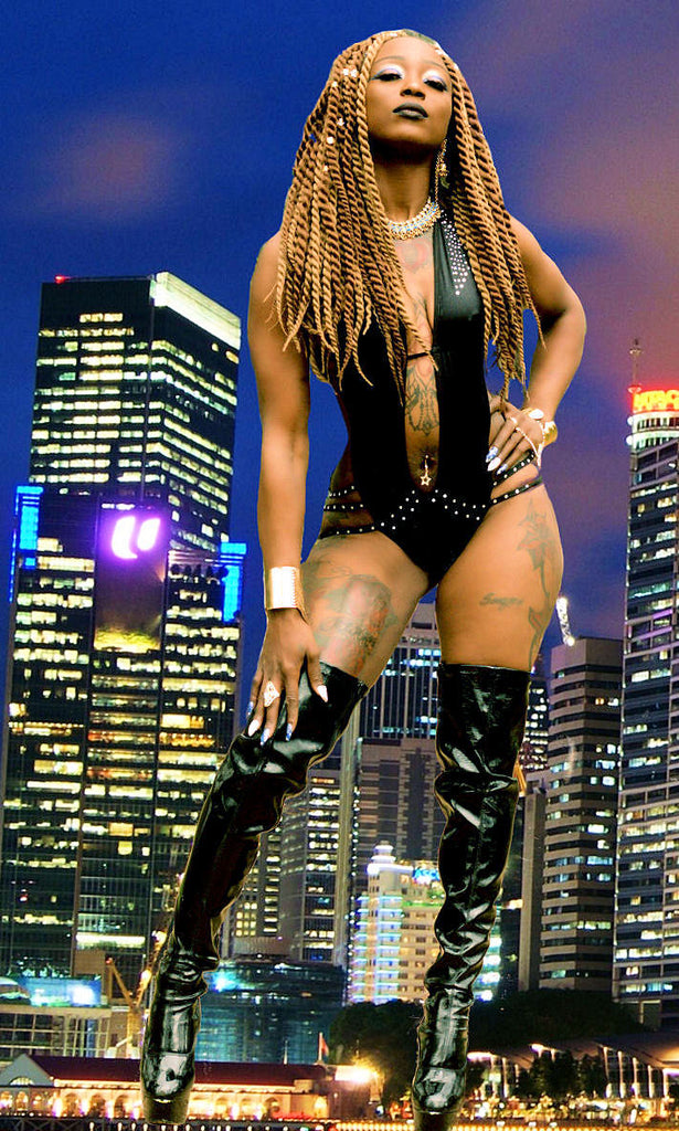 Sexy Stripper Rhinestone Accent Scrunch back One piece By LA Kiss.com