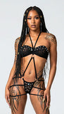 HOTSHOT RHINESTONE STRAPPY CAGE THONG BIKINI BY LA KISS.COM