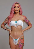 WESTERN MOVIE FRINGE THONG BIKINI W/ CONCHOS