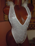 Sexy Stripper One Piece Velvet or Lycra Thong Hoodie w/fur trim by LA Kiss.com