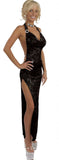 SEXY STRIPPER GOWNS EXOTIC COWL NECK GOWN W/CRYSTAL RHINESTONE ACCENTS & THONG BY LA KISS.COM