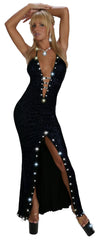 Sexy Rhinestone Mermaid Gown w/Lace Insert in rear by LA Kiss.com