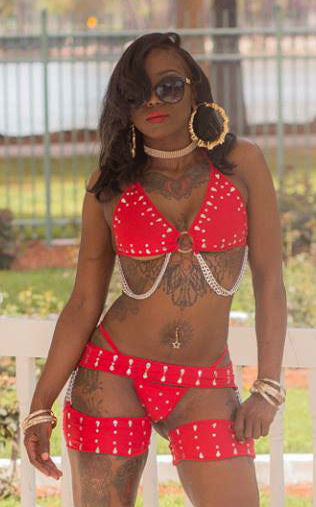SEXY STRIPPER CHAIN & RHINESTONE CHAP SET BY LA KISS.COM