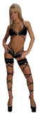 Sexy Stripper Rhinestone Cage Set w/ Matching Leg Cuffs & Thong by LA Kiss.com