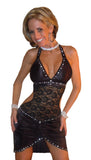 SEXY STRIPPER HOT CLUB WEAR BODY CON ELEGANT RHINESTONE & LACE DRESS & THONG  BY LA KISS.COM - LA Kiss.com - 1