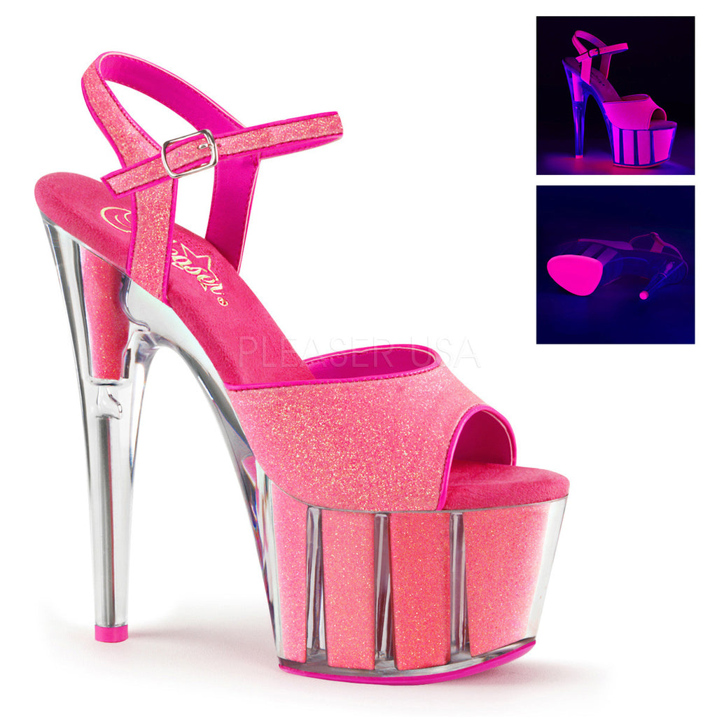 Neon Pink Glitter/Neon Pink Glitter, 7" Heel, 2 3/4" PF - LA Kiss.com
