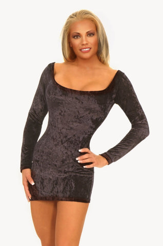 Sexy Club wear Body Con Long Sleeve Velvet or Lycra dress by LA Kiss.com