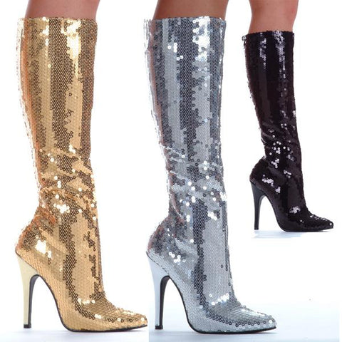 Knee High Sequin Stiletto Boot w/5 inch heel by LA Kiss.com