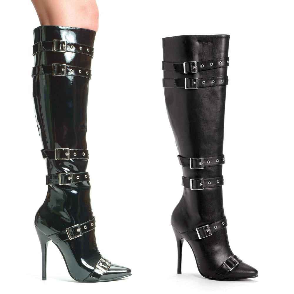 Knee High Stiletto Boot w.buckle accents by LA Kiss.com