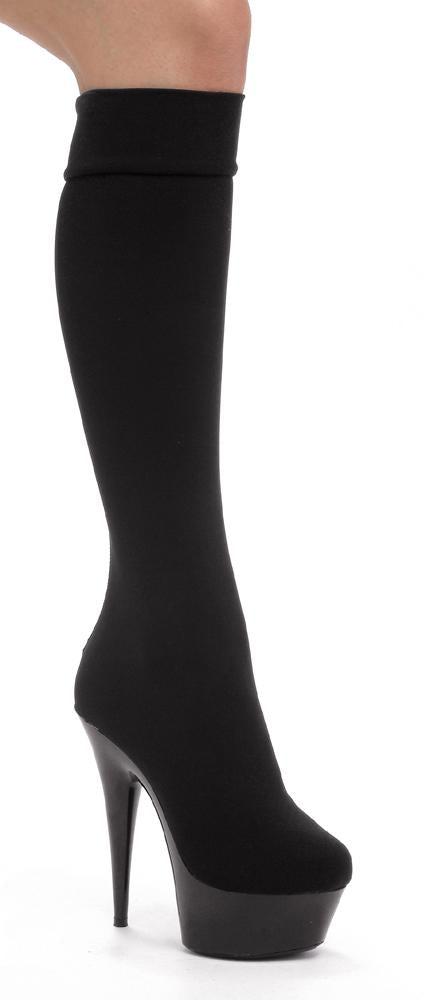 Knee High Stiletto Platform  Lycra boot w/6 inch heel by LA kiss.com