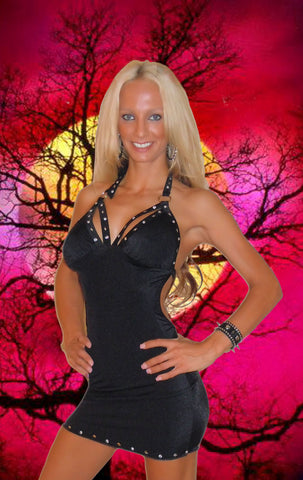 SEXY STRIPPER HOT CLUB WEAR SEXY RHINESTONE ACCENT SPLIT BRA DRESS BY LA KISS.COM - LA Kiss.com