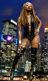 Sexy Stripper Rhinestone Accent Scrunch back One piece By LA Kiss.com