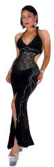Sexy Gown Hot Ice Rhinestone Gown with Lace insert by LA Kiss.com