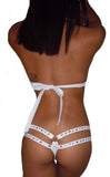 SEXY STRIPPER  SEXY  WIDE BAND RHINESTONE AND NAIL HEAD  2 PIECE THONG BIKINI BY LA KISS.COM - LA Kiss.com - 2