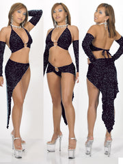 SEXY STRIPPER SEXY DRESSES LAST TANGO RHINESTONE ACCENT SKIRT SET W/GLOVES & THONG BY LA KISS.COM - LA Kiss.com