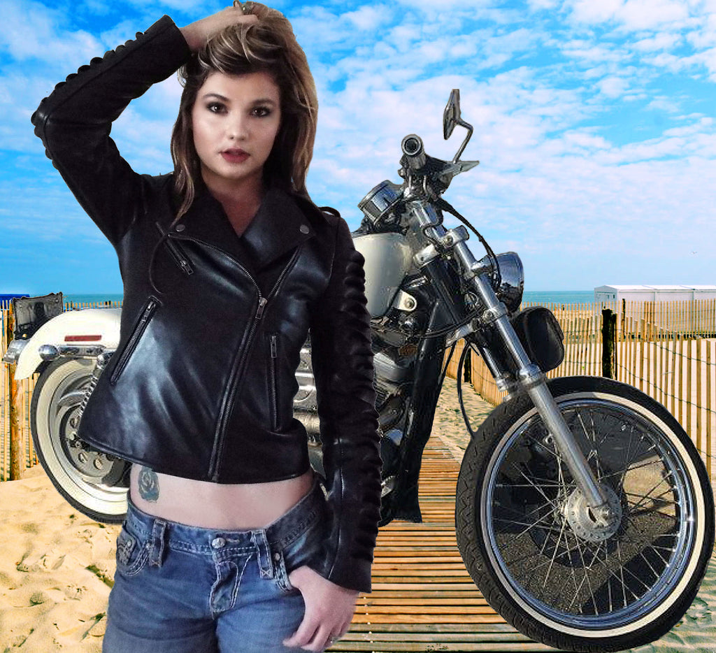 Leather Moto Jacket Biker Babe sizez xs-3x by LA Kiss.com