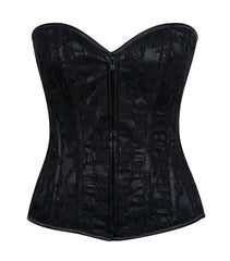 Lavish Black Lace Front Zipper Corset - LA Kiss.com